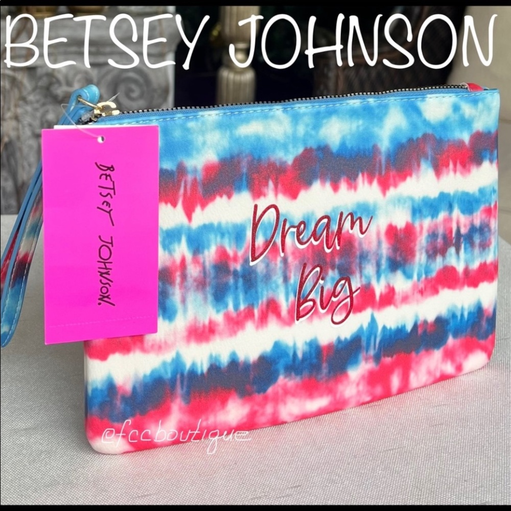 BETSEY JOHNSON Dream Big Printed tie dye wristlet / pouch bag